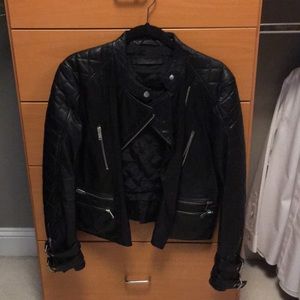 Zara Authentic Leather Motorcycle Jacket